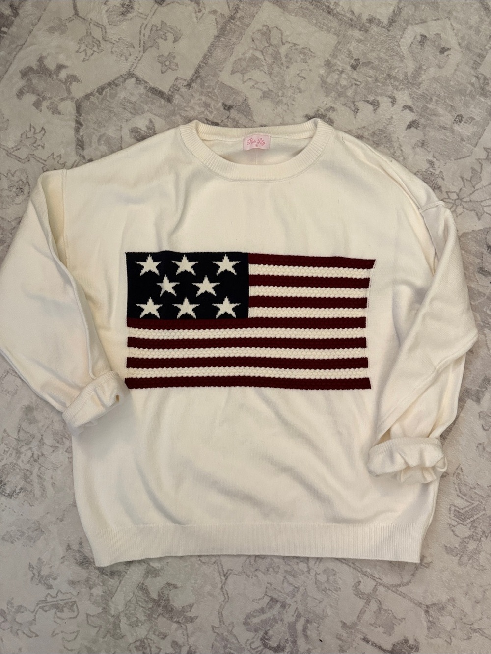 Pink Lily- USA flag sweater